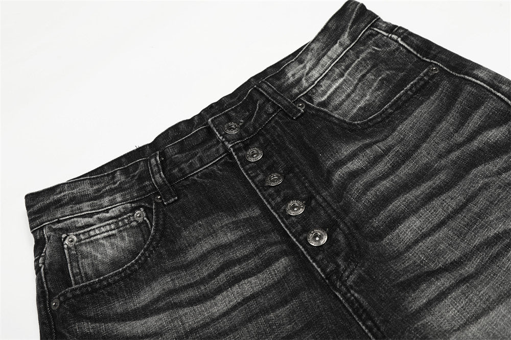 DAXUEN Wide-leg denim jeans with gradient wash and button fly