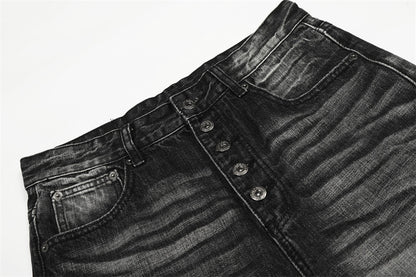 DAXUEN Wide-leg denim jeans with gradient wash and button fly