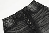 DAXUEN Wide-leg denim jeans with gradient wash and button fly