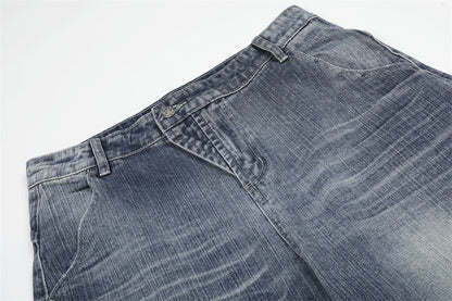 DAXUEN Wide-leg high-waisted denim trousers in washed blue