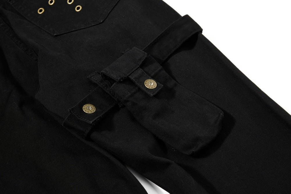 DAXUEN High-waisted black cargo pants with flared legs