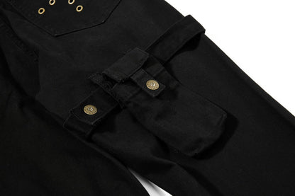 DAXUEN High-waisted black cargo pants with flared legs