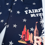 DAXUEN Navy blue wide-leg sweatpants with star and skyline graphics