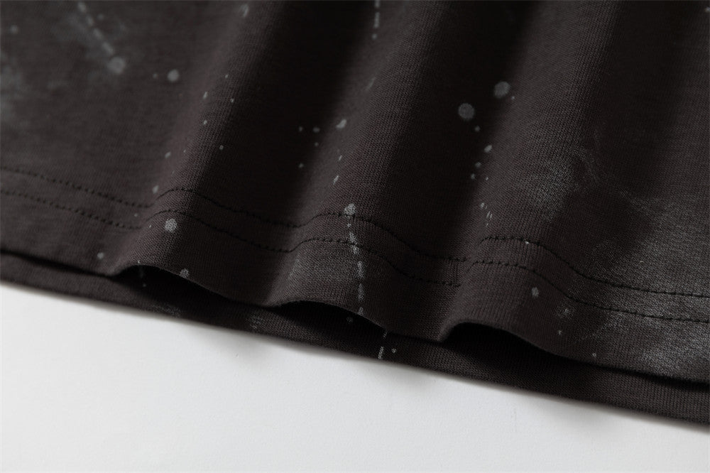 DAXUEN Faux-layered hooded long-sleeve top with splatter print