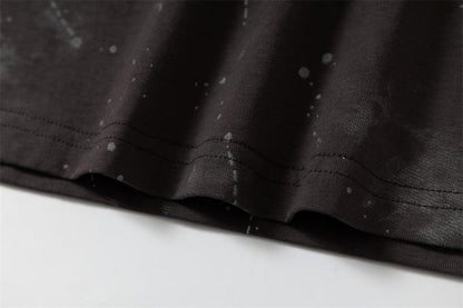DAXUEN Faux-layered hooded long-sleeve top with splatter print