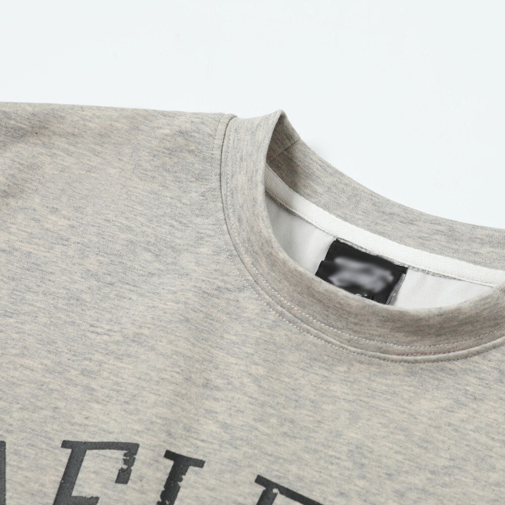 DAXUEN Light grey heathered crew neck T-shirt with graphic