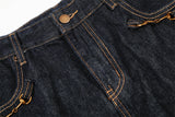 DAXUEN Wide-leg denim trousers in dark indigo, white, and black