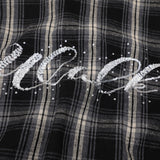 DAXUEN Short-sleeve plaid shirt with sequin embroidery