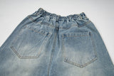 DAXUEN Light blue wide-leg denim jeans with colorful graphics