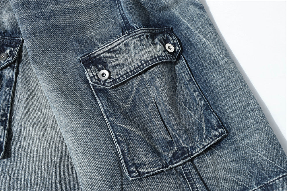DAXUEN Faded blue wide-leg cargo shorts