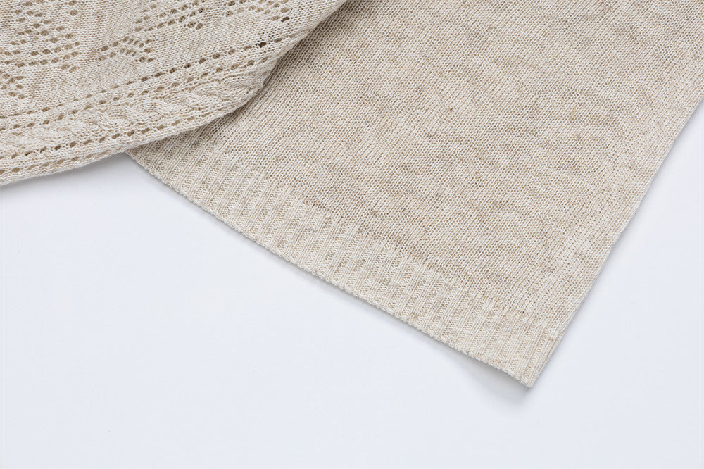 DAXUEN Casual open-knit short-sleeved button-up shirt