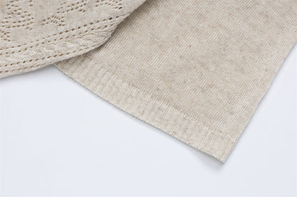 DAXUEN Casual open-knit short-sleeved button-up shirt