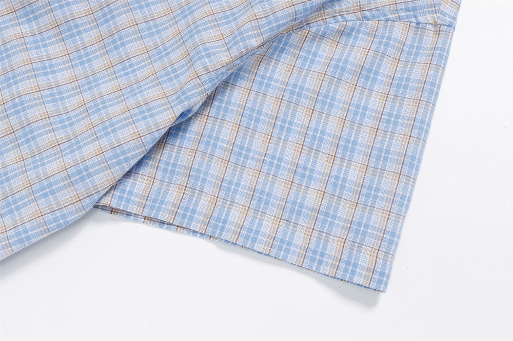 DAXUEN Poodle appliqué plaid button-up shirt