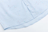 DAXUEN Light blue short-sleeve button-up shirt with speckles