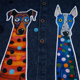 DAXUEN Short-sleeved denim shirt with embroidered graphics