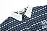 DAXUEN Navy and light blue striped polo shirt