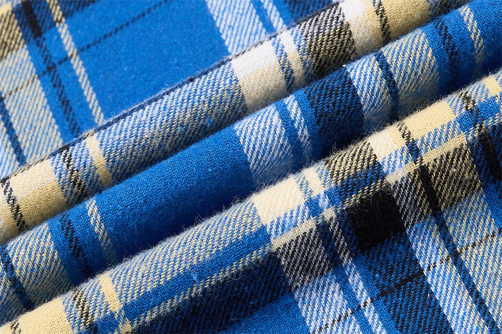 DAXUEN Relaxed-fit short-sleeved plaid button-up shirt