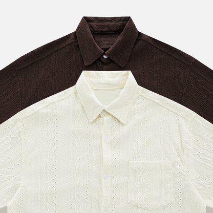 Vintage Textured Short-Sleeve Shirt