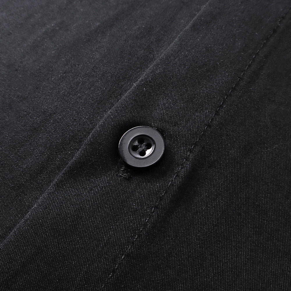 DAXUEN Gothic text button-up shirt in black and white