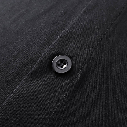 DAXUEN Gothic text button-up shirt in black and white