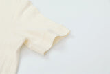 DAXUEN Textured short-sleeve Henley shirt in cream and light grey