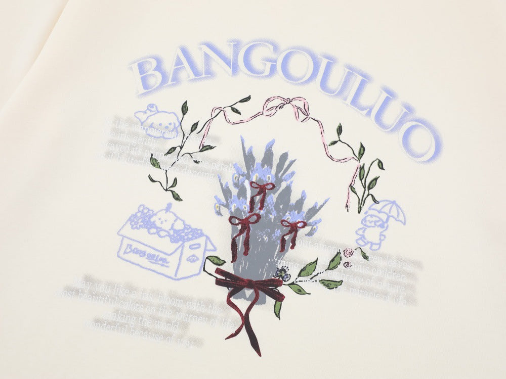 DAXUEN BANGOULUOU Graphic T-Shirt with floral and cartoon prints