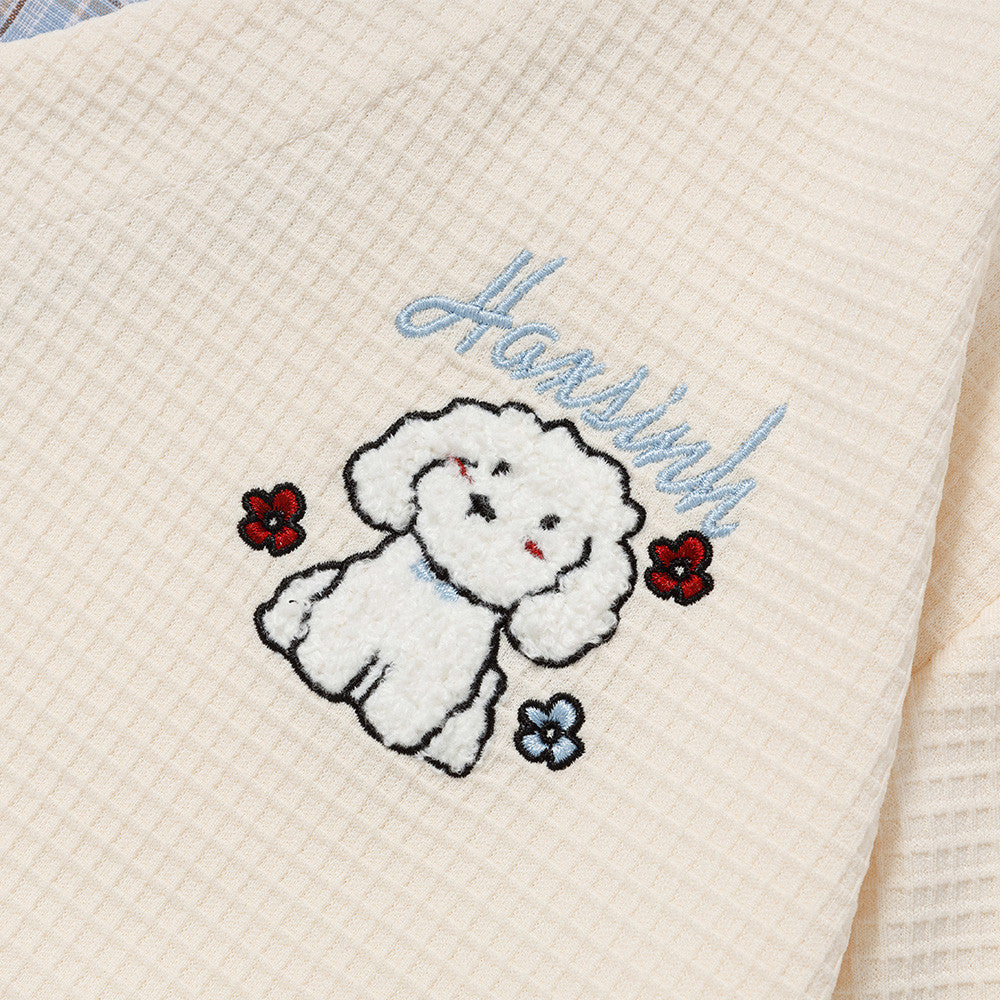 DAXUEN Layered cartoon embroidered V-neck short-sleeved top
