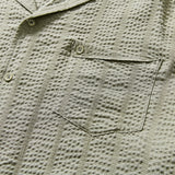 DAXUEN Textured short-sleeved button-up shirt in sage green