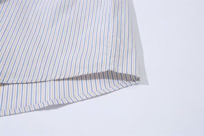 DAXUEN Oversized short-sleeved button-down shirt with stripes