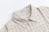 DAXUEN Short-sleeved plaid shirt with cat embroidery