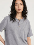 DAXUEN heathered khaki button-up henley t-shirt