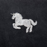 DAXUEN Faded charcoal grey short-sleeved t-shirt with unicorn embroidery