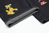 DAXUEN Smiling mouse embroidered denim overalls