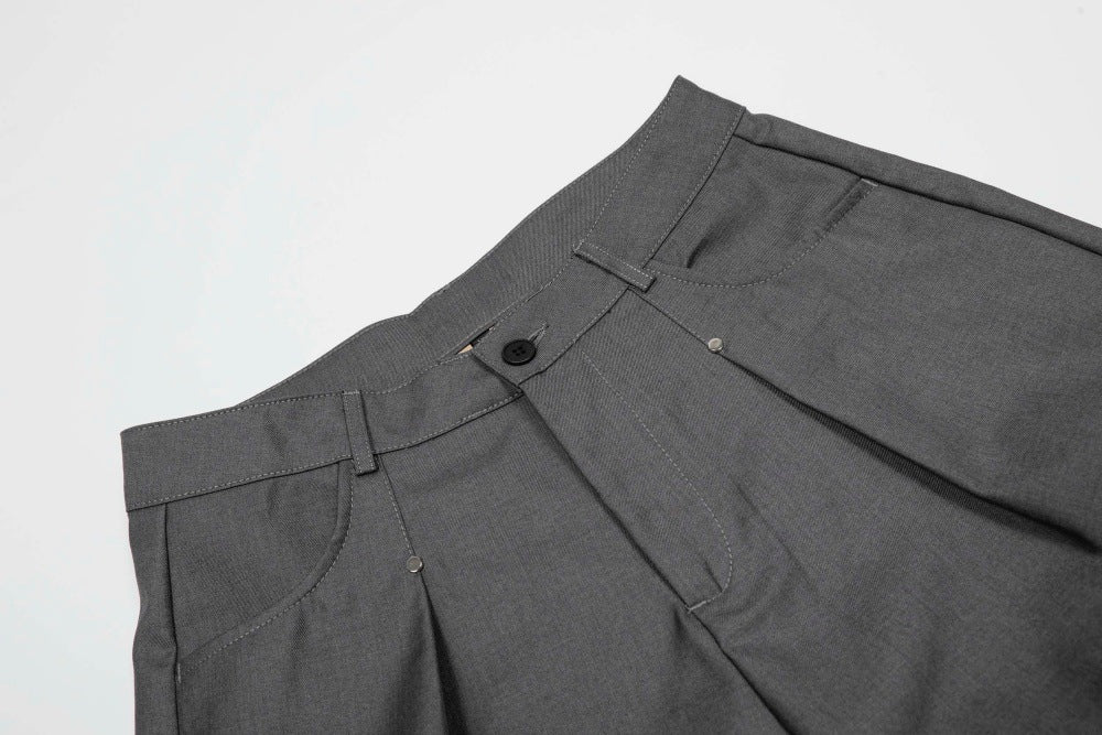 DAXUEN Cropped wide-leg trousers in black and charcoal grey