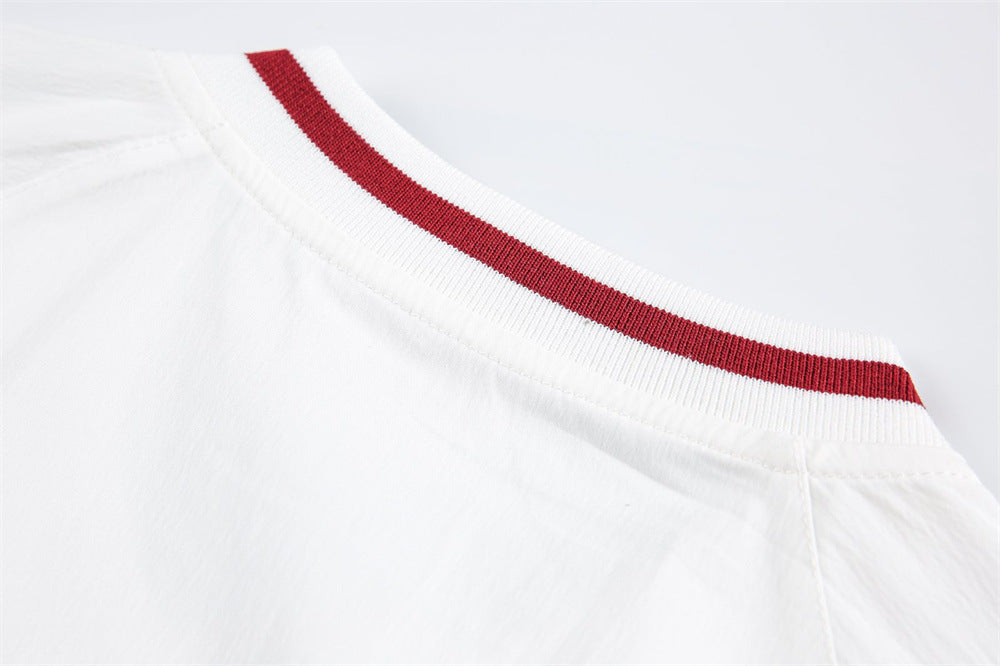 DAXUEN Oversized V-neck graphic t-shirt with drawstring hem