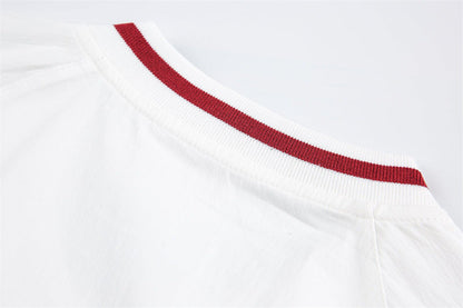 DAXUEN Oversized V-neck graphic t-shirt with drawstring hem