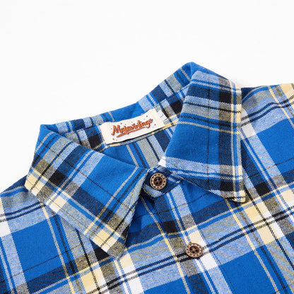 DAXUEN Relaxed-fit short-sleeved plaid button-up shirt