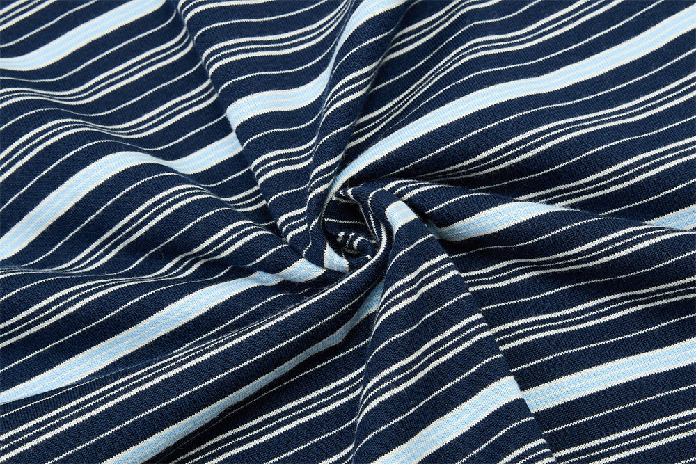 DAXUEN Navy and light blue striped polo shirt