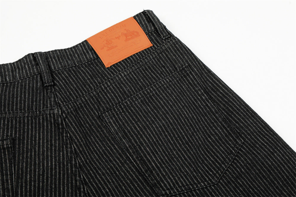 DAXUEN Wide-leg pinstripe trousers in dark charcoal grey