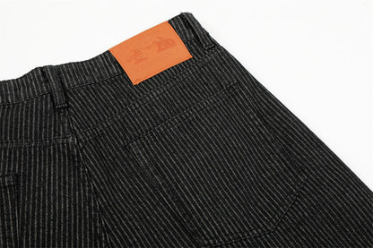 DAXUEN Wide-leg pinstripe trousers in dark charcoal grey
