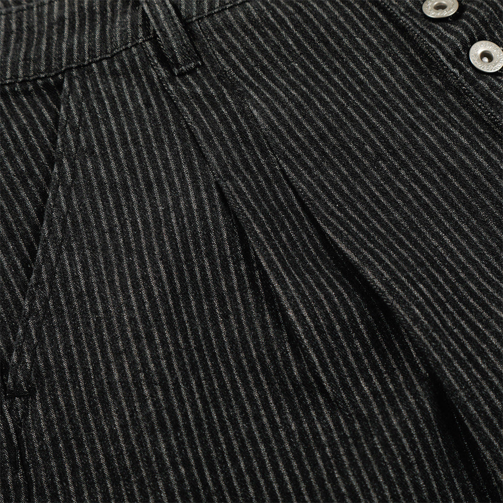 DAXUEN Wide-leg pinstripe trousers in dark charcoal grey