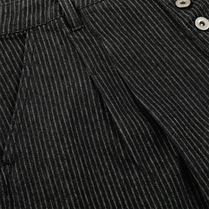 DAXUEN Wide-leg pinstripe trousers in dark charcoal grey