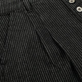 DAXUEN Wide-leg pinstripe trousers in dark charcoal grey