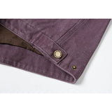 DAXUEN dark purple workwear jacket with corduroy collar