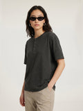 DAXUEN heathered khaki button-up henley t-shirt