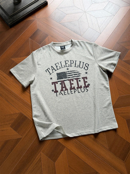 DAXUEN Light grey heathered crew neck T-shirt with graphic