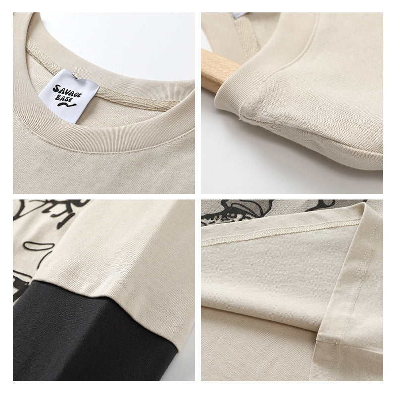 DAXUEN Layered illusion long sleeve t-shirt with contrasting sleeves