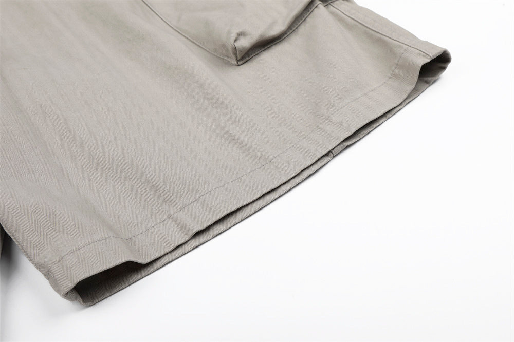 DAXUEN Pair of light grey relaxed-fit herringbone cargo shorts
