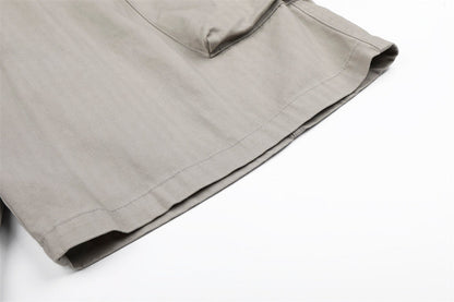 DAXUEN Pair of light grey relaxed-fit herringbone cargo shorts