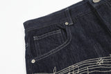 DAXUEN Wide-leg jeans with musical embroidery design